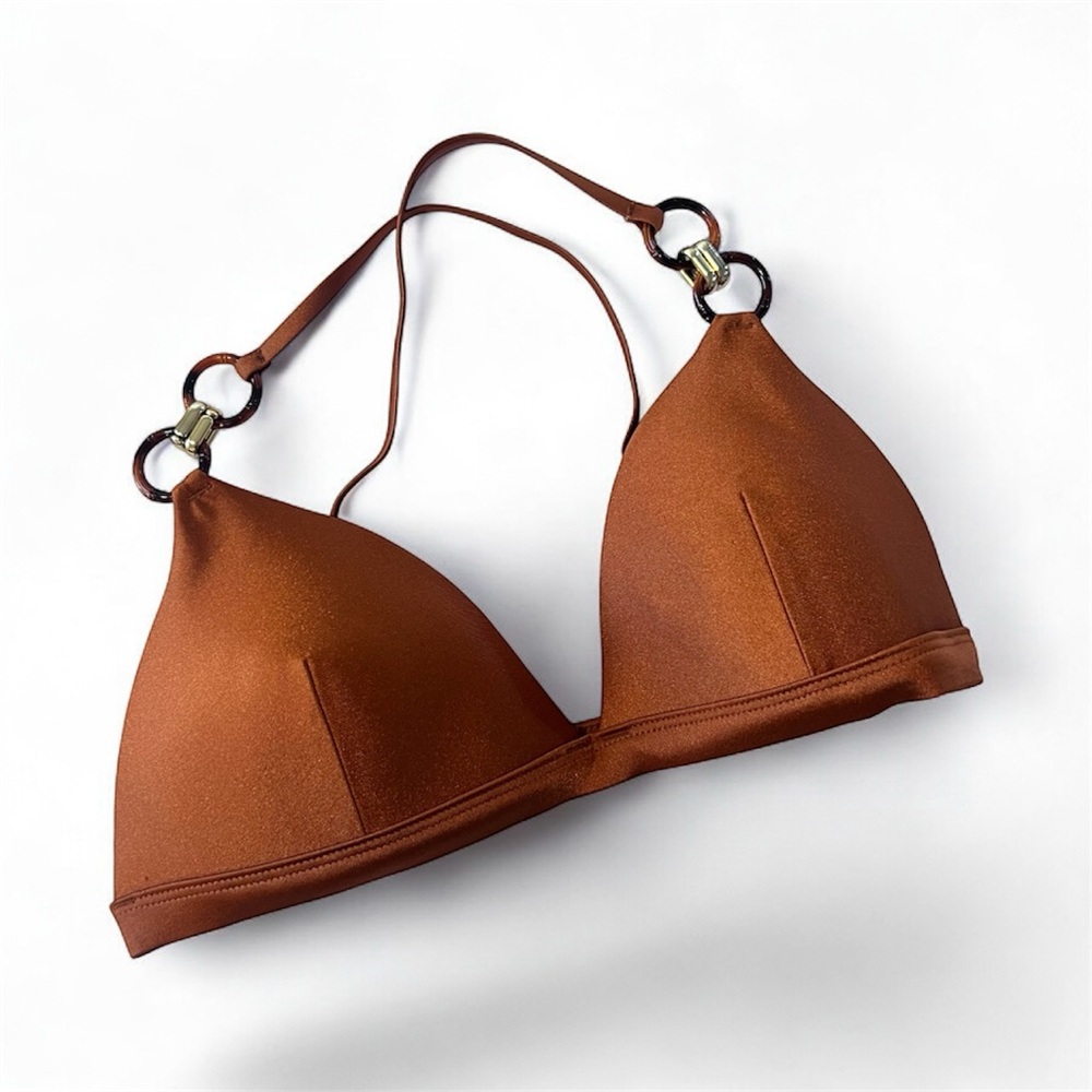 Zimmermann Violet Triangle Bikini Top Caramel Brown Sz - Picture 3 of 7